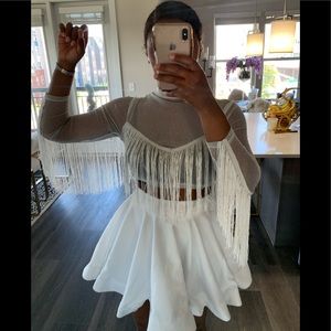 AKIRA Fringe detail shimmer crop top!